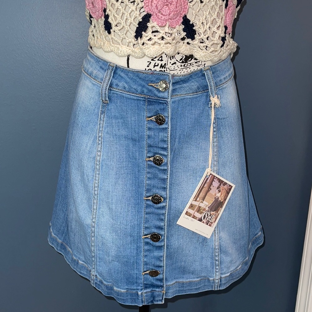 NWT Cello Jeans Button-down Jean Skirt